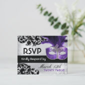 Masquerade Wedding RSVP Cards Karte (Stehend Vorderseite)