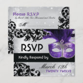 Masquerade Wedding RSVP Cards Karte (Vorne/Hinten)