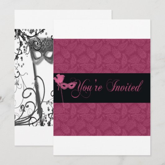 Masquerball einladen 2 einladung (Vorne/Hinten)