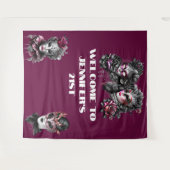 Masquerball rosa schwarze silberne Masken fuchsia Wandteppich (Vorderseite (Horizontal))