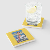 Massa Jachthafen-Reise-Plakat Steinuntersetzer (Seitenansicht)