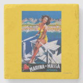 Massa Jachthafen-Reise-Plakat Steinuntersetzer (Vorderseite)