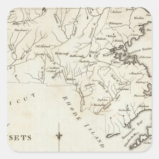 Massachusetts 2 quadratischer aufkleber (Vorderseite)