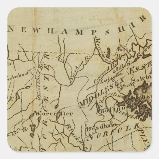 Massachusetts 3 quadratischer aufkleber (Vorderseite)