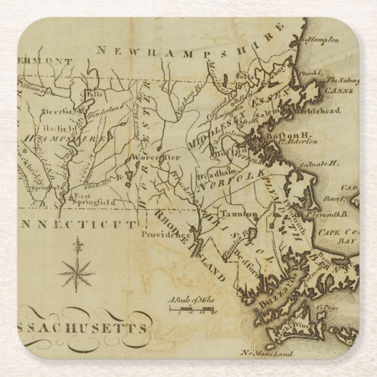 Massachusetts 3 rechteckiger pappuntersetzer (Vorderseite)