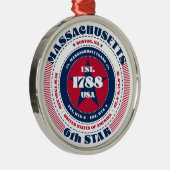Massachusetts 6. Staat Weihnachtsfeier Ornament Aus Metall (Rechts)