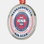 Massachusetts 6. Staat Weihnachtsfeier Ornament Aus Metall (Links)