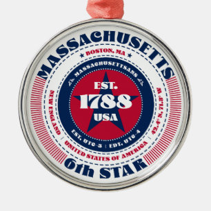 Massachusetts 6. Weihnachtsstaatsschmuck Ornament Aus Metall