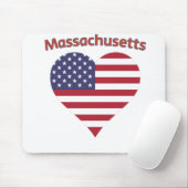 Massachusetts American Flag Heart Mousepad (Mit Mouse)