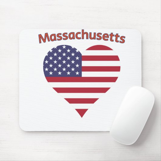 Massachusetts American Flag Heart Mousepad (Mit Mouse)