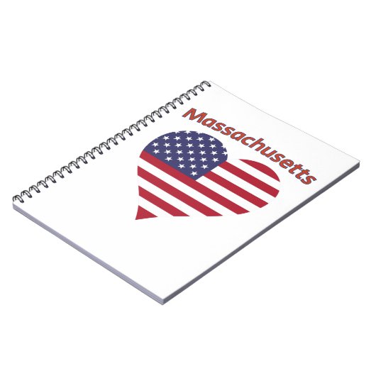 Massachusetts American Flag Heart Notizblock (Linke Seite)