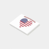 Massachusetts American Flag Heart Post-it Klebezettel (angewinkelt)