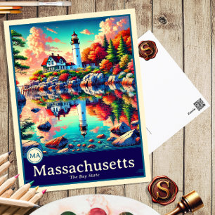 Massachusetts Anime Style Cel Schattenkarte Postkarte