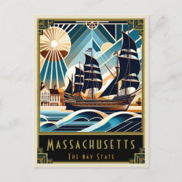 Massachusetts | Art Deco Postkarte