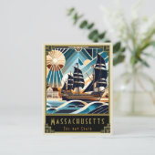 Massachusetts | Art Deco Postkarte (Stehend Vorderseite)