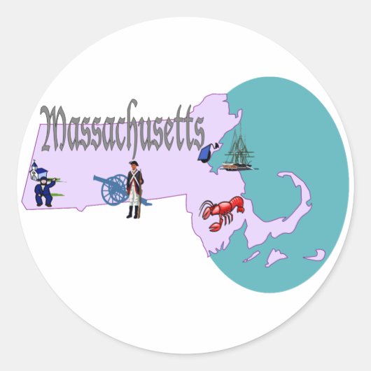 Massachusetts-Aufkleber Runder Aufkleber (Vorderseite)