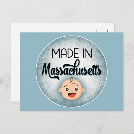 Massachusetts Baby Funny Blue New Boy Postcard Postkarte (Vorne/Hinten)
