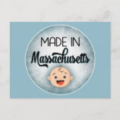 Massachusetts Baby Funny Blue New Boy Postcard Postkarte (Vorderseite)