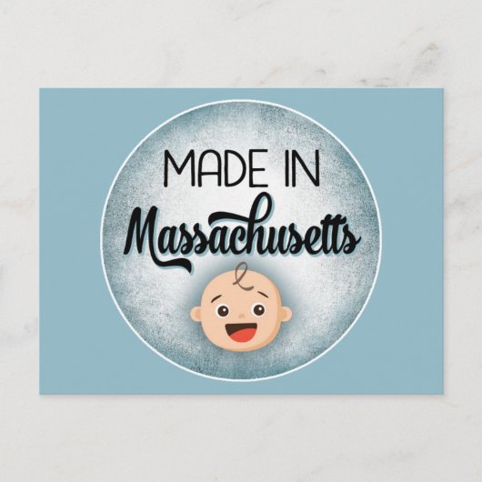 Massachusetts Baby Funny Blue New Boy Postcard Postkarte (Vorderseite)