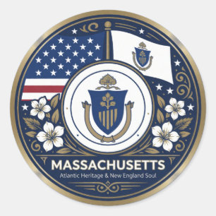 Massachusetts Bay State Erbe ✦ Runder Aufkleber