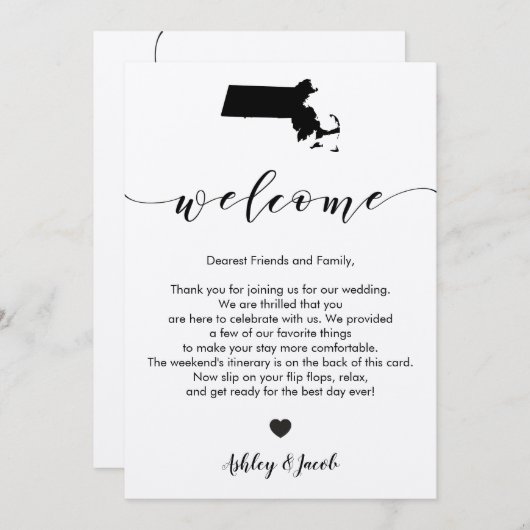 Massachusetts Begrüßungsbrief & Reiseroute Programm (Vorne/Hinten)