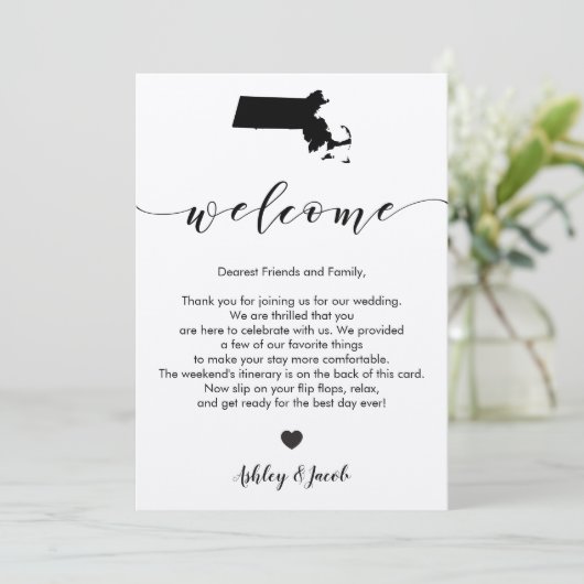 Massachusetts Begrüßungsbrief & Reiseroute Programm (Stehend Vorderseite)