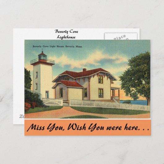 Massachusetts, Beverly Cove Lighthouse Postkarte (Vorne/Hinten)