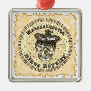 Massachusetts Biker Ornament Aus Metall