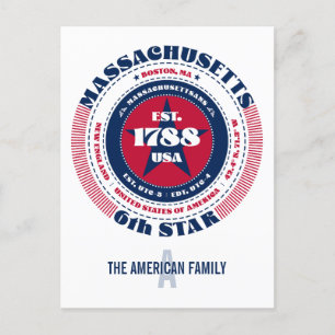 Massachusetts, Boston MA, Patriotische Monogramm Postkarte