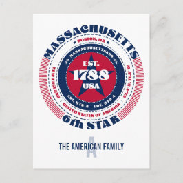 Massachusetts, Boston MA, Patriotische Monogramm Postkarte