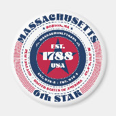 Massachusetts Circle Typografy Souvenir Magnet (Vorne)