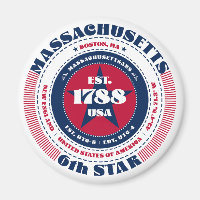 Massachusetts Circle Typografy Souvenir Magnet