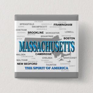 Massachusetts Cities and Towns Staatsstolz Karte Button