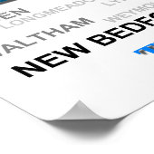 Massachusetts Cities and Towns Staatsstolz Karte Poster (Ecke)