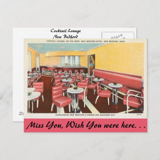 Massachusetts, Cocktail Lounge, New Bedford Postkarte (Vorne/Hinten)