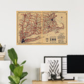Massachusetts, Connecticut, Insel Rhod Poster (Heimbüro)
