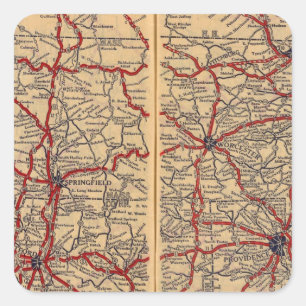 Massachusetts, Connecticut, Rhod Insel Quadratischer Aufkleber