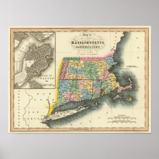 Massachusetts, Connecticut, Rhode Island Poster (Vorne)