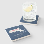 Massachusetts Custom Town Zip Code Trinkküsten Steinuntersetzer (Seitenansicht)