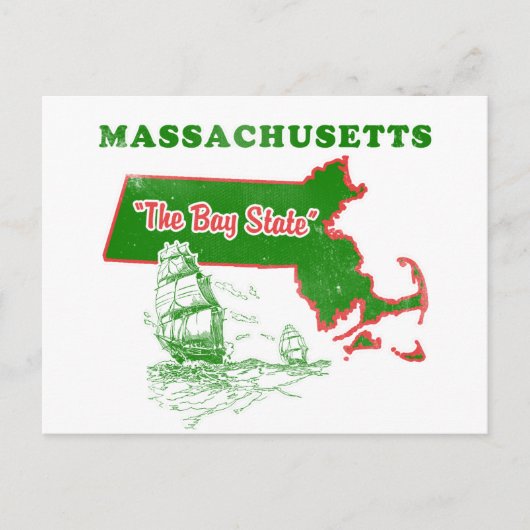Massachusetts Das Design des Bay Staat Postkarte (Vorderseite)