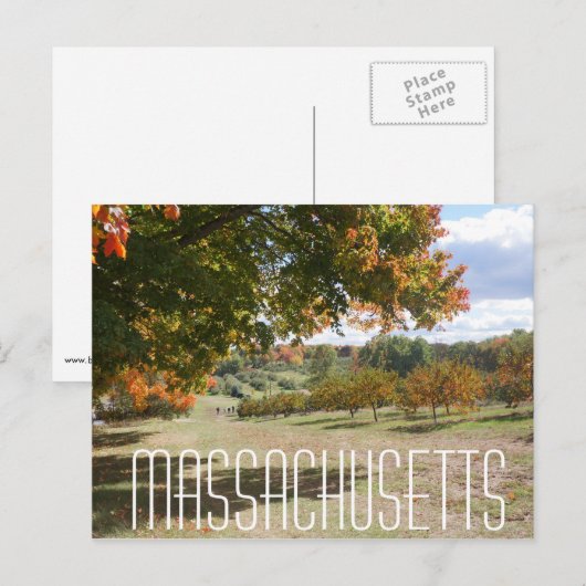 Massachusetts fallen Blattbaum Blätter nach Karte (Vorne/Hinten)