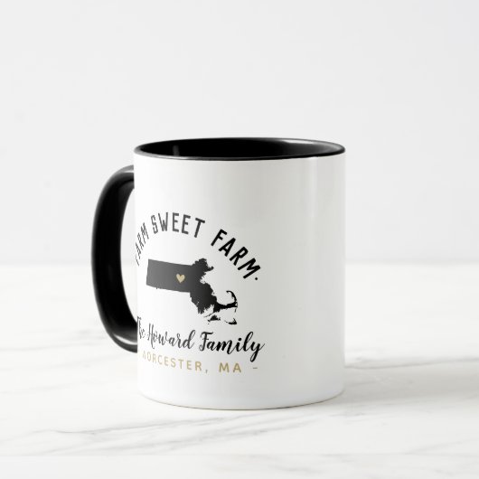 Massachusetts Farm Sweet Farm Family Monogram Tass Tasse (Vorderseite Links)