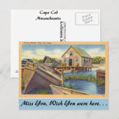 Massachusetts, Fischerhütte, Cape Cod Postkarte (Vorne/Hinten)