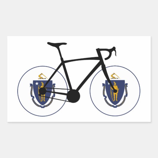 Massachusetts Flag Cycling Rechteckiger Aufkleber (Vorderseite)