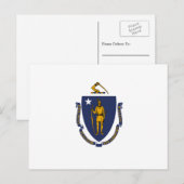 Massachusetts-Flagge, Flagge von Massachusetts Postkarte (Vorne/Hinten)