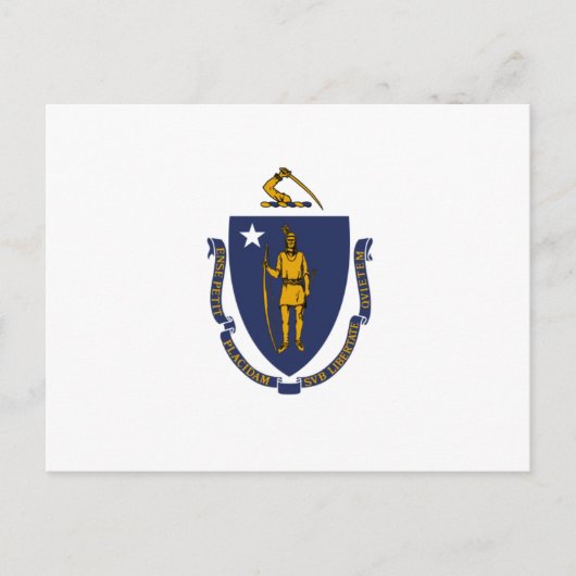 Massachusetts-Flagge, Flagge von Massachusetts Postkarte (Vorderseite)