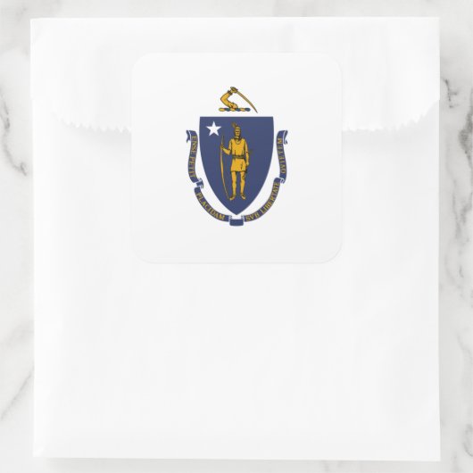 Massachusetts-Flagge, Flagge von Massachusetts Quadratischer Aufkleber (Tasche)