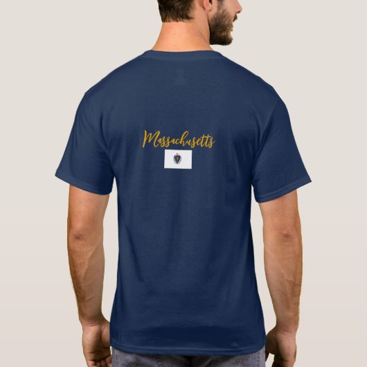Massachusetts-Flagge, Flagge von Massachusetts T-Shirt (Rückseite)