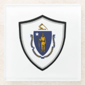 Massachusetts-Flagge Glasuntersetzer (Vorderseite)