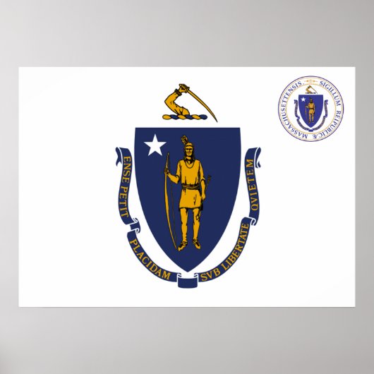 Massachusetts-Flagge Poster (Vorne)